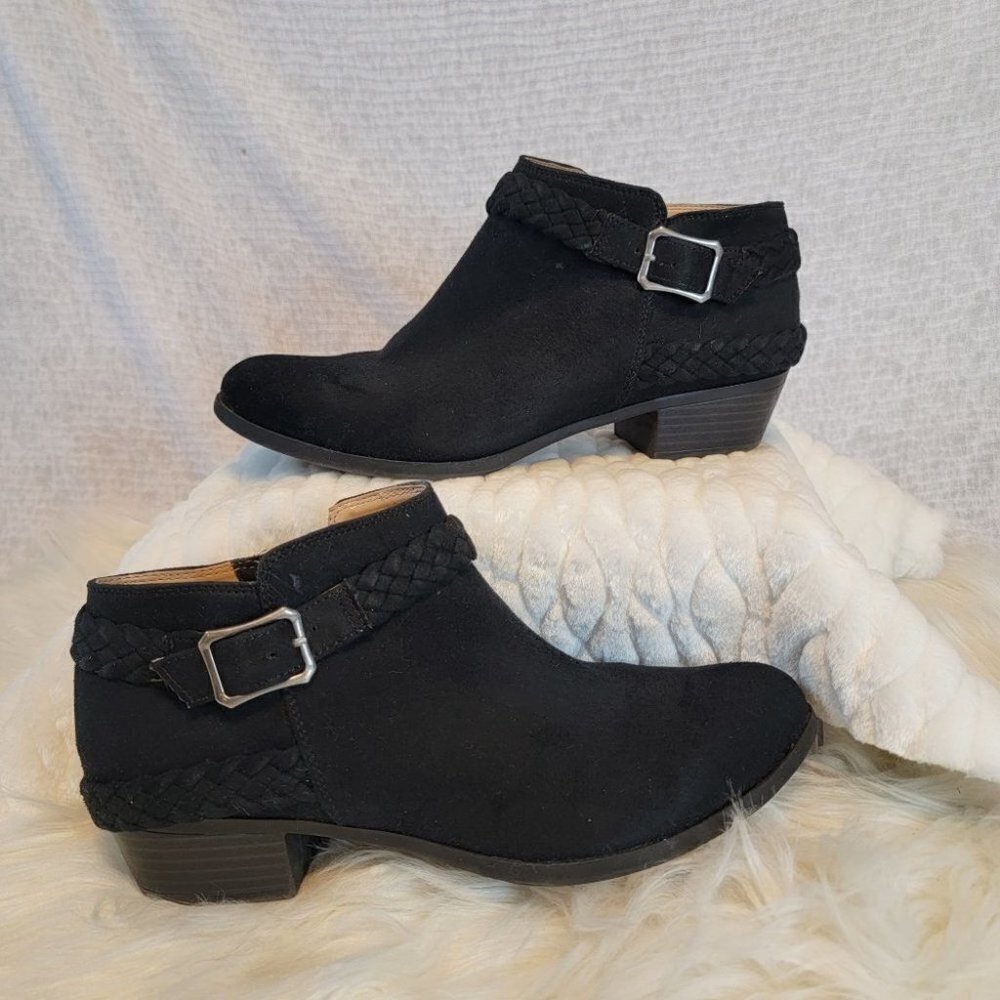 American Rag Black Classic Bootie Comfort Flex Soul Braid Detail Zip Closure 8.5
